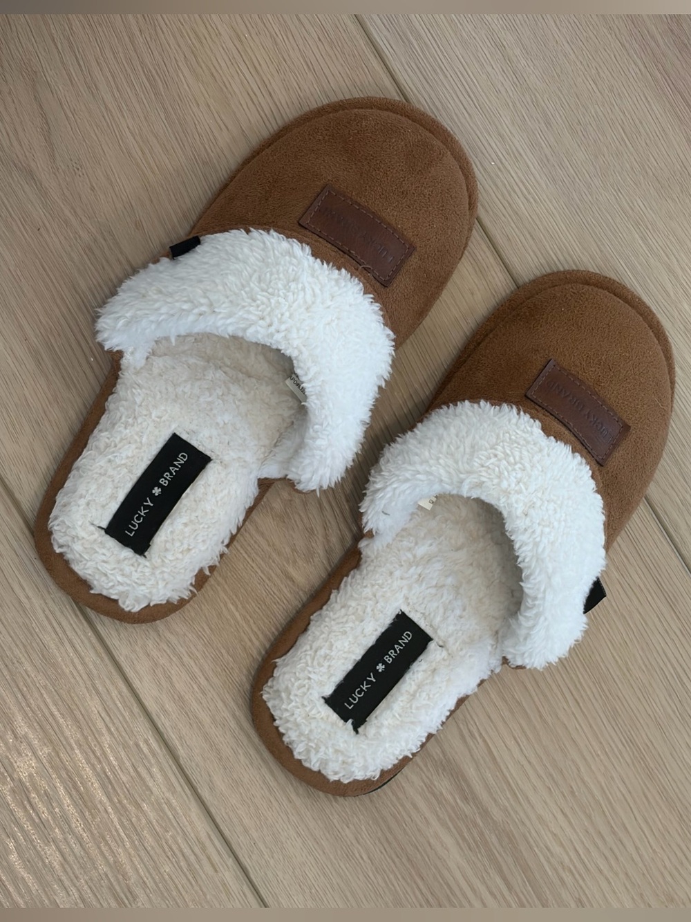 Lucky Brand Brown Slip-On Shearling Lined Slippers